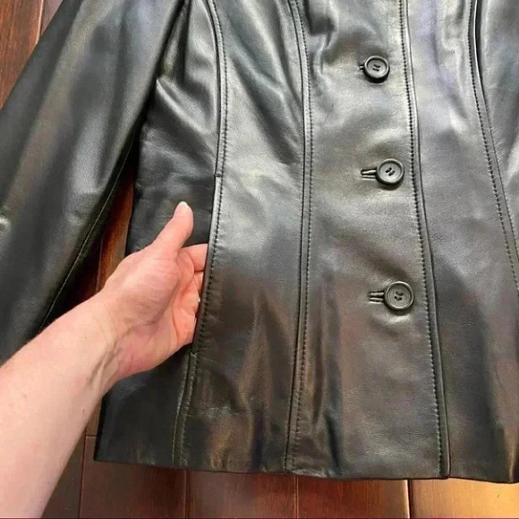 Danier Black Leather Jacket Blazer Button Front  Insulated Removable Liner Small - Picture 11 of 16